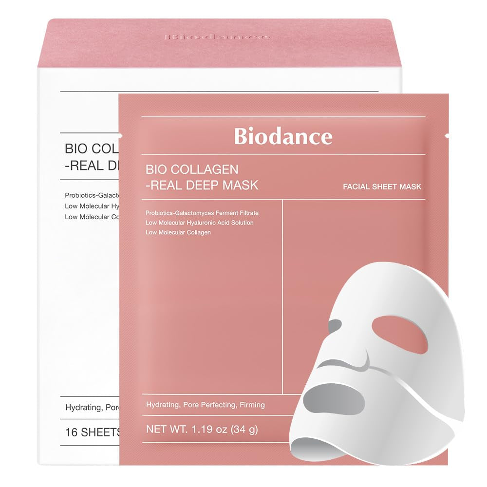 BIODANCE Bio-Collagen Real Deep Mask, Hydrating Overnight Hydrogel Mask, Pore Minimizing, Elasticity Improvement, 34g x4ea
